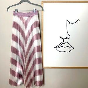 Maje Joro Chevron Pattern Pleated Striped Shimmer Midi Skirt - Size 1 (Small)